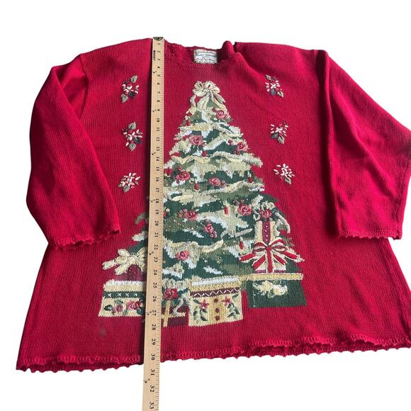 VINTAGE Heirloom Collectibles Sweater Womens 3X Red Christmas Tree Ugly 00s - Picture 10 of 10